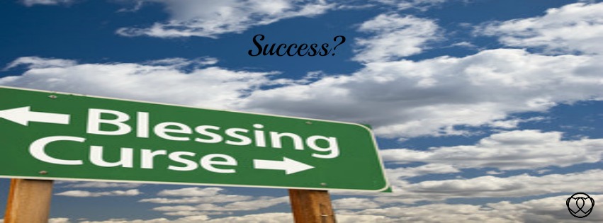 Blessing, Curse Green Road Sign Over Dramatic Blue Sky and Clouds.